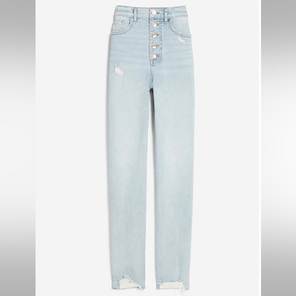Express slim ankle straight pants light wash